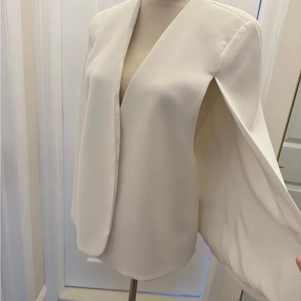 ZARA WHITE CAPE BLAZER MEDIUM - Picture 6 of 11